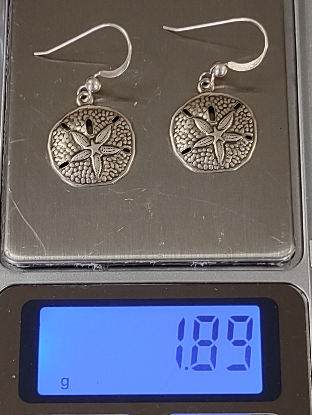 Firm Final Price!*Sterling Sand Dollar Earrings - Picture 3 of 4